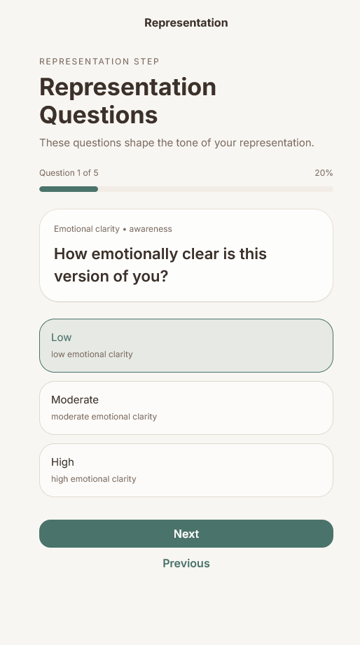 Anchored app representation questions screen